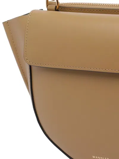 Wandler Structured Vitello Leather Shoulder Bag With Winged Sides In Nude