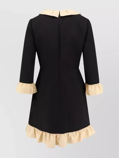 Valentino Garavani Wool And Silk Short Dress In Black