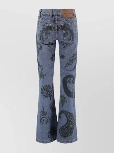 Etro Paisley Print Jeans In Blue