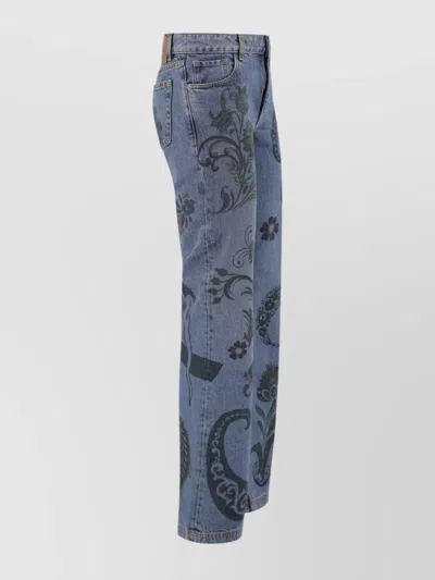 Etro Paisley Print Jeans In Blue