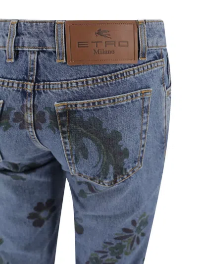 Etro Paisley Print Jeans In Blue