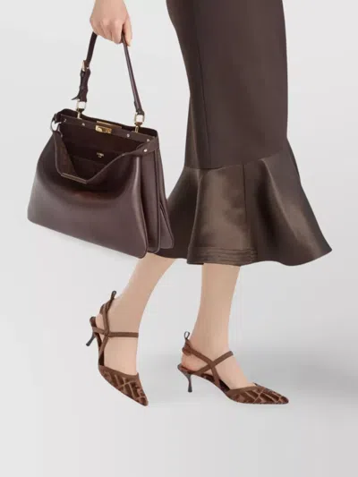 Fendi Pink Ff Velvet Colibrì Lite Slingback In Pink