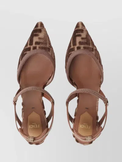 Fendi Pink Ff Velvet Colibrì Lite Slingback In Pink