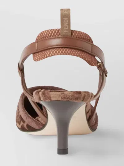 Fendi Pink Ff Velvet Colibrì Lite Slingback In Pink