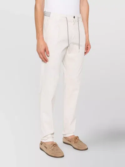 Eleventy Regimental Jogger Trousers Drawstring In White
