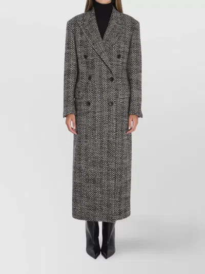 Tagliatore Wool Double-breasted Coat Herringbone Pattern In Multi