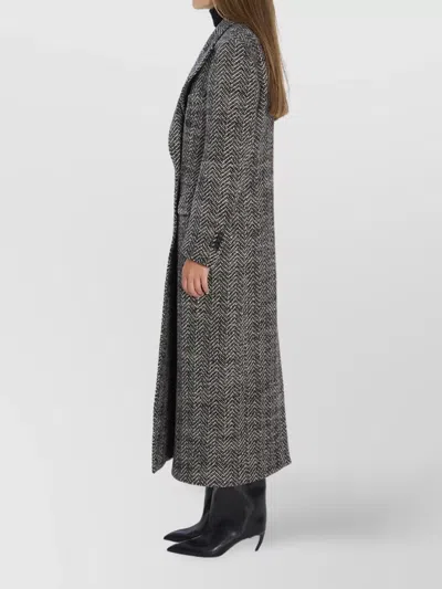 Tagliatore Wool Double-breasted Coat Herringbone Pattern In Multi