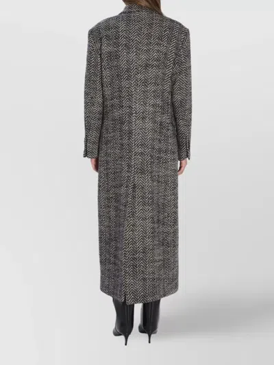 Tagliatore Wool Double-breasted Coat Herringbone Pattern In Multi