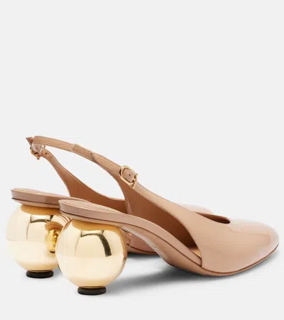 Ferragamo Tessie 70 Spherical Heel Leather Slingback Pumps In Neutral