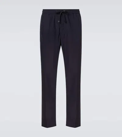 Moncler Technical Straight Pants In Blue