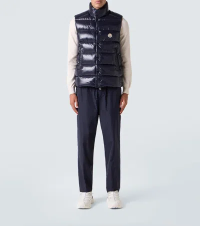 Moncler Technical Straight Pants In Blue
