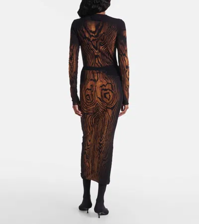 Jean Paul Gaultier Animal Print High Waist Sheer Overlay Skirt In Brown