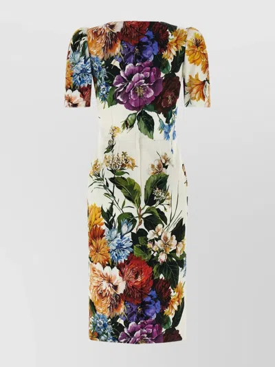 Dolce & Gabbana Bouquet-print Dress In Cretonne In Multi