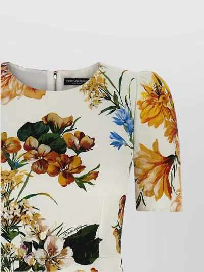 Dolce & Gabbana Bouquet-print Dress In Cretonne In Multi