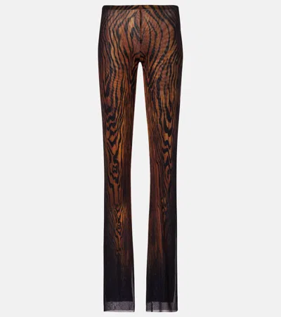 Jean Paul Gaultier Wood Printed Mesh Trouser In Brown