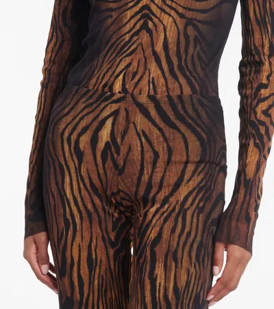 Jean Paul Gaultier Wood Printed Mesh Trouser In Brown