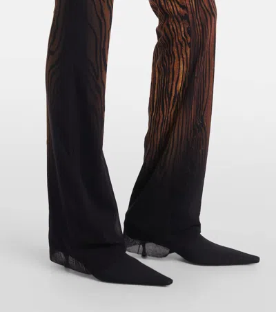 Jean Paul Gaultier Wood Printed Mesh Trouser In Brown