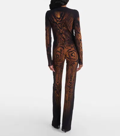 Jean Paul Gaultier Wood Printed Mesh Trouser In Brown