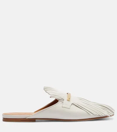 Tod's Sabbot Fringed Leather Mules In Neutral