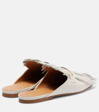 Tod's Sabbot Fringed Leather Mules In Neutral