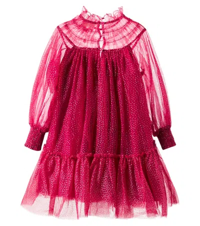 Petite Amalie Point D'esprit Dress In Red