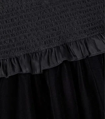 Petite Amalie Shirred Velvet Dress In Black