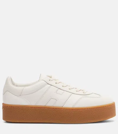 Hogan Stylish Leather Sneakers Platform Sole In White