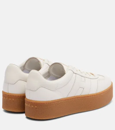 Hogan Stylish Leather Sneakers Platform Sole In White