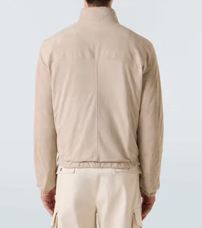 Moncler Cernay Suede Down Jacket In Neutral