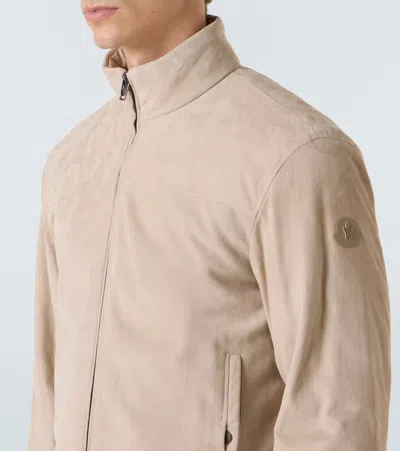 Moncler Cernay Suede Down Jacket In Neutral