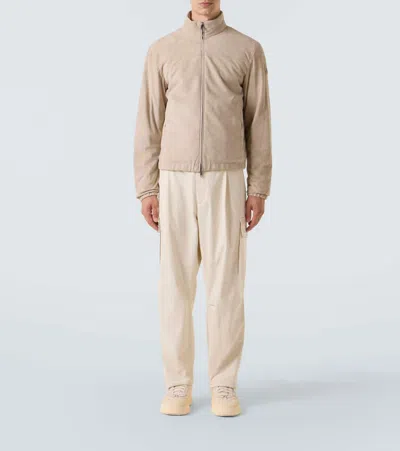 Moncler Cernay Suede Down Jacket In Neutral