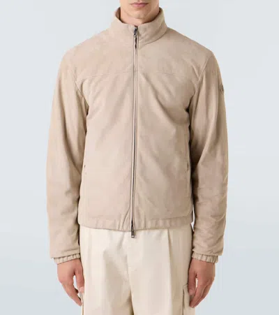 Moncler Cernay Suede Down Jacket In Neutral