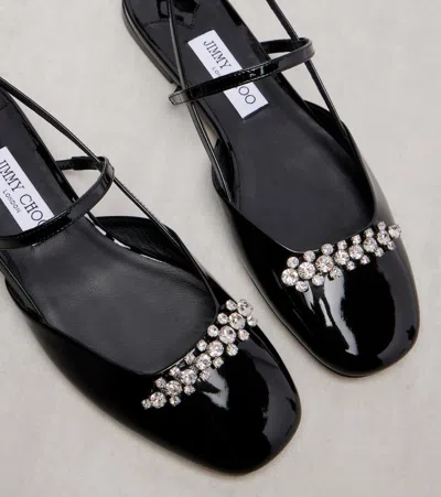 Jimmy Choo 'belinda Sb Flat' Leather Ballet Flats In Black