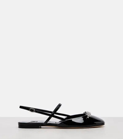 Jimmy Choo 'belinda Sb Flat' Leather Ballet Flats In Black