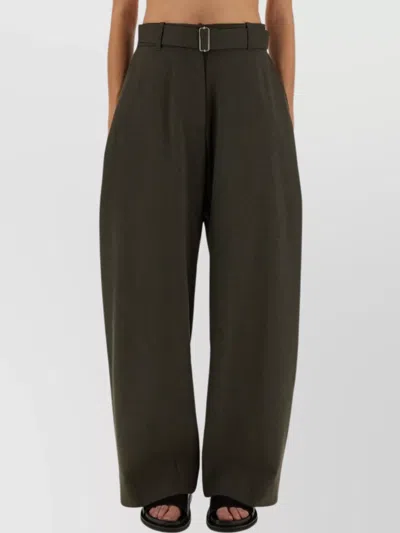 Studio Nicholson Wide Leg Trousers With Pockets And Loops In Green
