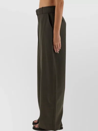 Studio Nicholson Wide Leg Trousers With Pockets And Loops In Green