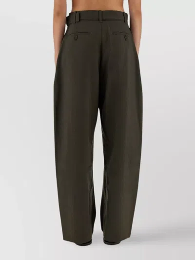 Studio Nicholson Wide Leg Trousers With Pockets And Loops In Green