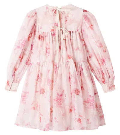 Petite Amalie Floral Smocked Organza Dress In Pink