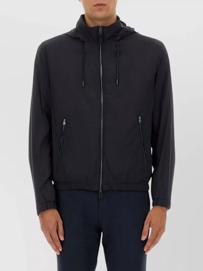 Hugo Boss Boss Camel "l-calfo1" Jacket With Hood And Zipper In Blue