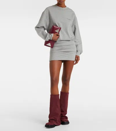 Attico Cotton Jersey Mini Dress In Gray