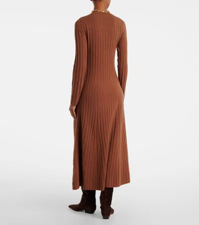 Altuzarra Gia Long-sleeve Wool-cashmere Rib Maxi Dress In Brown