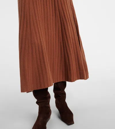 Altuzarra Gia Long-sleeve Wool-cashmere Rib Maxi Dress In Brown