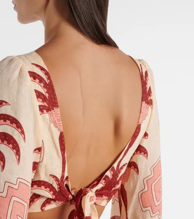 Johanna Ortiz Wave After Wave Mini Dress In Ecru Apricot Light Pink In Neutral