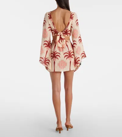 Johanna Ortiz Wave After Wave Mini Dress In Ecru Apricot Light Pink In Neutral