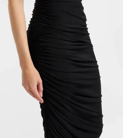 Jacquemus The Piazza Asymmetric Gathered Stretch-jersey Turtleneck Dress In Black
