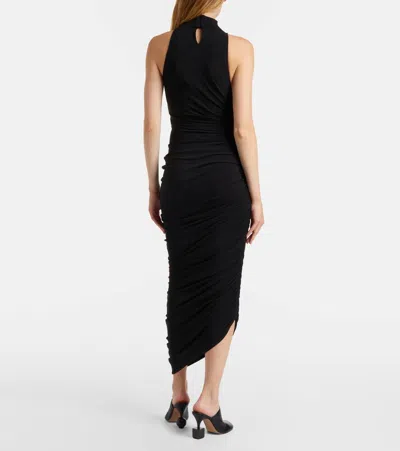 Jacquemus The Piazza Asymmetric Gathered Stretch-jersey Turtleneck Dress In Black