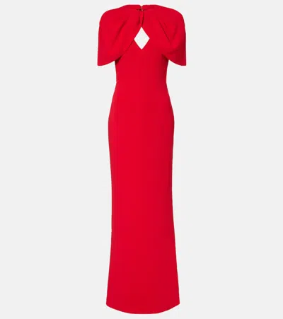 Rebecca Vallance Cameron Caped Crepe Gown In Red
