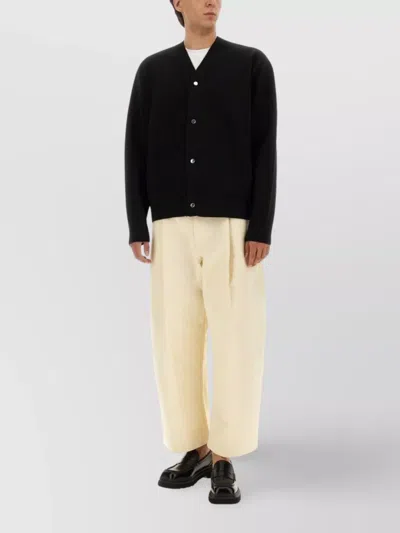 Jacquemus Men Black V-neck Cardigan With J Logo On The Back In Wool Man