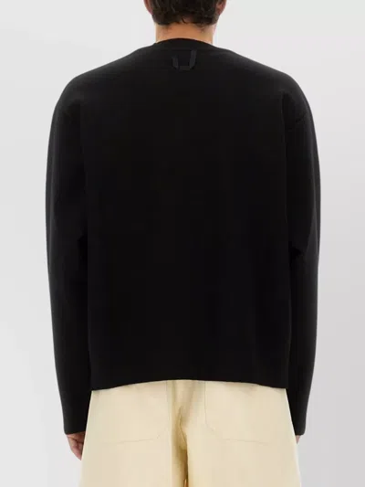 Jacquemus Men Black V-neck Cardigan With J Logo On The Back In Wool Man