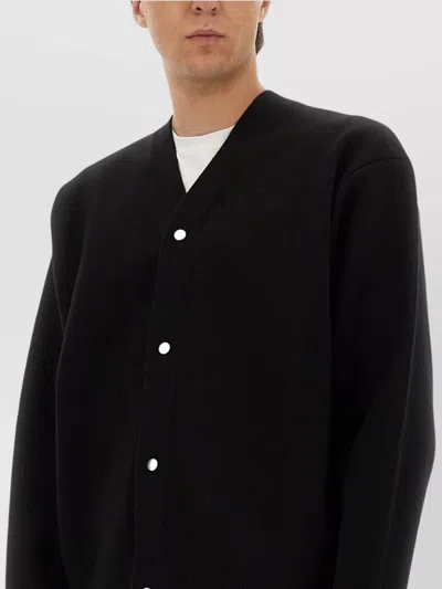 Jacquemus Men Black V-neck Cardigan With J Logo On The Back In Wool Man